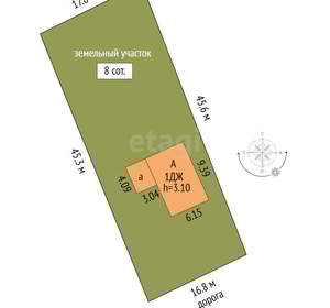 Дом 60м², 1-этажный, участок 8 сот.