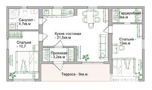 Дом 78м&sup2;, 1-этажный, участок 4 сот.  