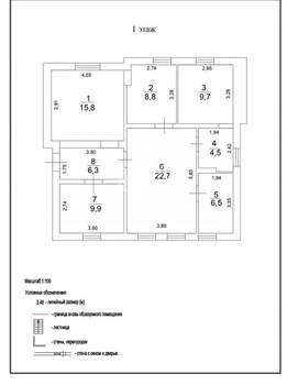Дом 88м&sup2;, 1-этажный, участок 5 сот.  