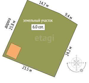 Дом 19м², 2-этажный, участок 6 сот.  