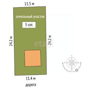Дача 54м², 1-этажный, участок 3 сот.  