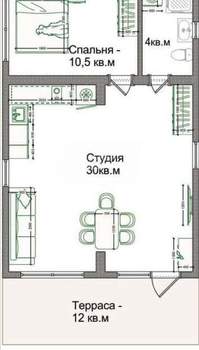 Дом 66м², 1-этажный, участок 6 сот.  