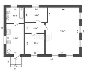 Дом 67м&sup2;, 1-этажный, участок 7 сот.  