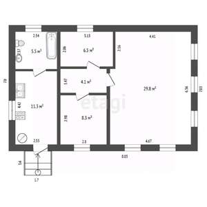 Дом 67м&sup2;, 1-этажный, участок 7 сот.  