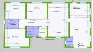 Дом 190м&sup2;, 1-этажный, участок 6 сот.  