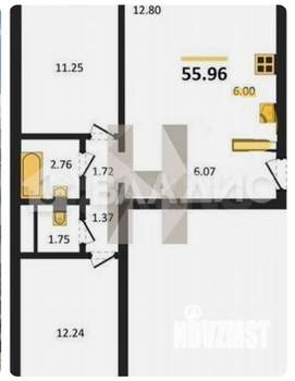 3-к квартира, на длительный срок, 57м2, 3/9 этаж