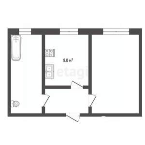 1-к квартира, на длительный срок, 32м2, 4/4 этаж