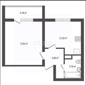 1-к квартира, на длительный срок, 40м2, 4/11 этаж