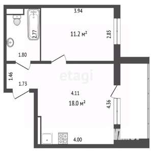 1-к квартира, на длительный срок, 36м2, 9/10 этаж