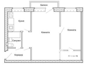 2-к квартира, на длительный срок, 45м2, 5/5 этаж