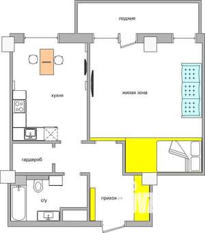 1-к квартира, на длительный срок, 60м2, 7/22 этаж