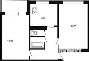 2-к квартира, на длительный срок, 47м2, 5/5 этаж