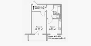 1-к квартира, на длительный срок, 34м2, 6/10 этаж