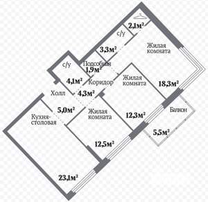 3-к квартира, на длительный срок, 90м2, 5/22 этаж