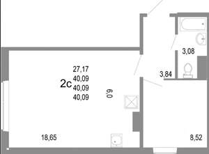 2-к квартира, на длительный срок, 40м2, 2/10 этаж