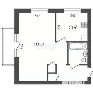 1-к квартира, на длительный срок, 32м2, 2/5 этаж