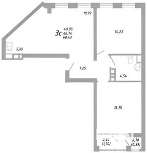 3-к квартира, на длительный срок, 69м2, 6/23 этаж