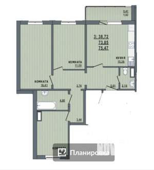 4-к квартира, на длительный срок, 77м2, 11/18 этаж