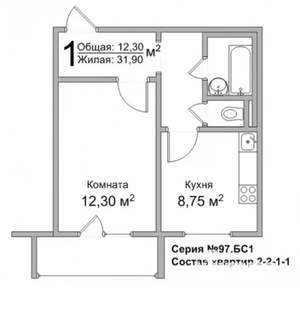 1-к квартира, на длительный срок, 33м2, 8/10 этаж