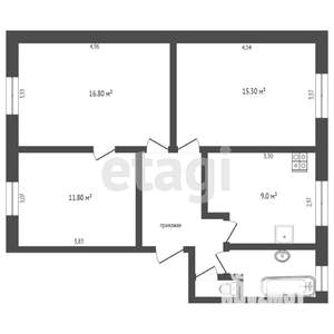 3-к квартира, на длительный срок, 68м2, 3/5 этаж