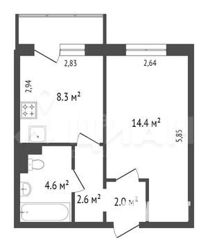 1-к квартира, на длительный срок, 35м2, 9/10 этаж