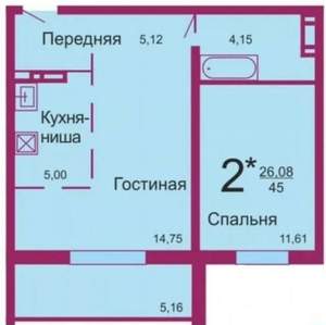 1-к квартира, на длительный срок, 40м2, 9/10 этаж