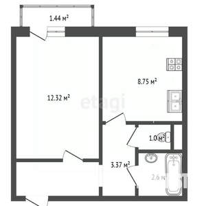 1-к квартира, на длительный срок, 32м2, 10/10 этаж