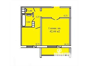 1-к квартира, на длительный срок, 44м2, 2/10 этаж