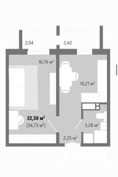 1-к квартира, на длительный срок, 33м2, 10/16 этаж