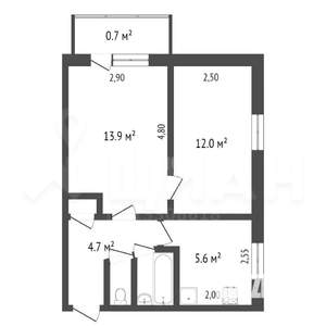 2-к квартира, на длительный срок, 41м2, 5/9 этаж