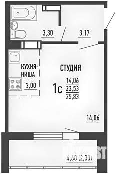 Студия квартира, на длительный срок, 24м2, 10/17 этаж