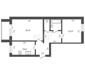 2-к квартира, на длительный срок, 49м2, 3/6 этаж