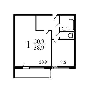 1-к квартира, на длительный срок, 42м2, 5/5 этаж