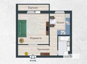 1-к квартира, на длительный срок, 38м2, 5/9 этаж