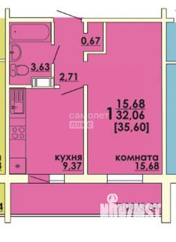 1-к квартира, на длительный срок, 36м2, 6/10 этаж