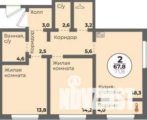 2-к квартира, на длительный срок, 72м2, 8/15 этаж