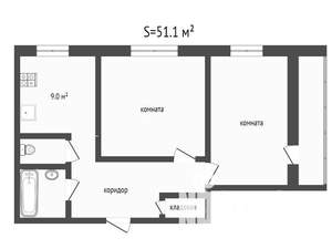 2-к квартира, на длительный срок, 53м2, 2/5 этаж