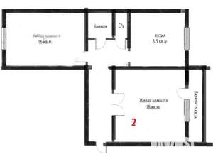 2-к квартира, на длительный срок, 54м2, 9/9 этаж