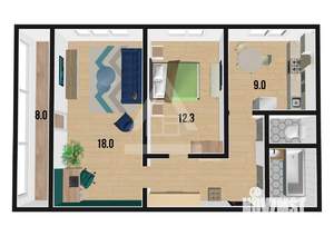 2-к квартира, на длительный срок, 52м2, -2/10 этаж