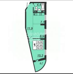 2-к квартира, вторичка, 48м2, 5/25 этаж