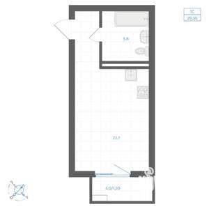 Студия квартира, вторичка, 30м2, 14/18 этаж