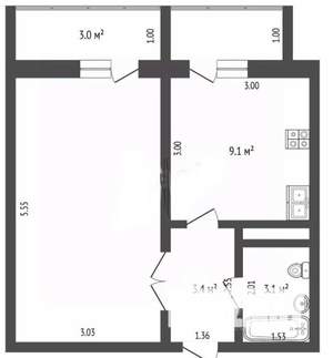 1-к квартира, вторичка, 38м2, 7/16 этаж