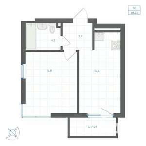 1-к квартира, вторичка, 38м2, 6/18 этаж