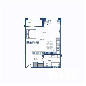 1-к квартира, вторичка, 59м2, 4/23 этаж