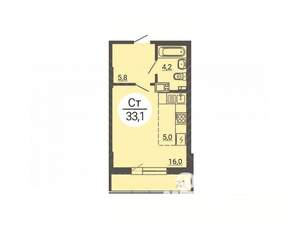 Студия квартира, вторичка, 33м2, 25/25 этаж