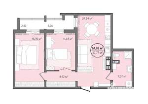 2-к квартира, вторичка, 71м2, 8/13 этаж