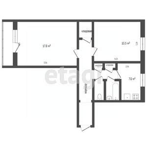 2-к квартира, вторичка, 54м2, 6/9 этаж