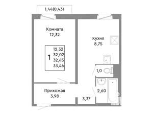 1-к квартира, вторичка, 32м2, 9/10 этаж