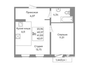 2-к квартира, вторичка, 41м2, 4/10 этаж