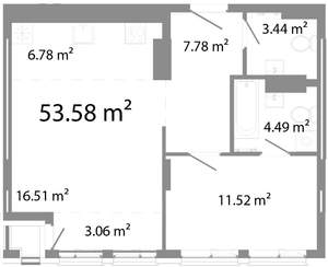 2-к квартира, строящийся дом, 54м2, 17/21 этаж